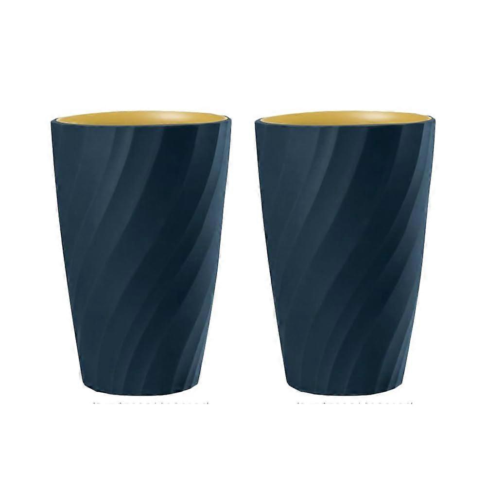 Unbreakable Bathroom Toothbrush Cups 2 Pack Soft And Durable Tumbler Dark Blue