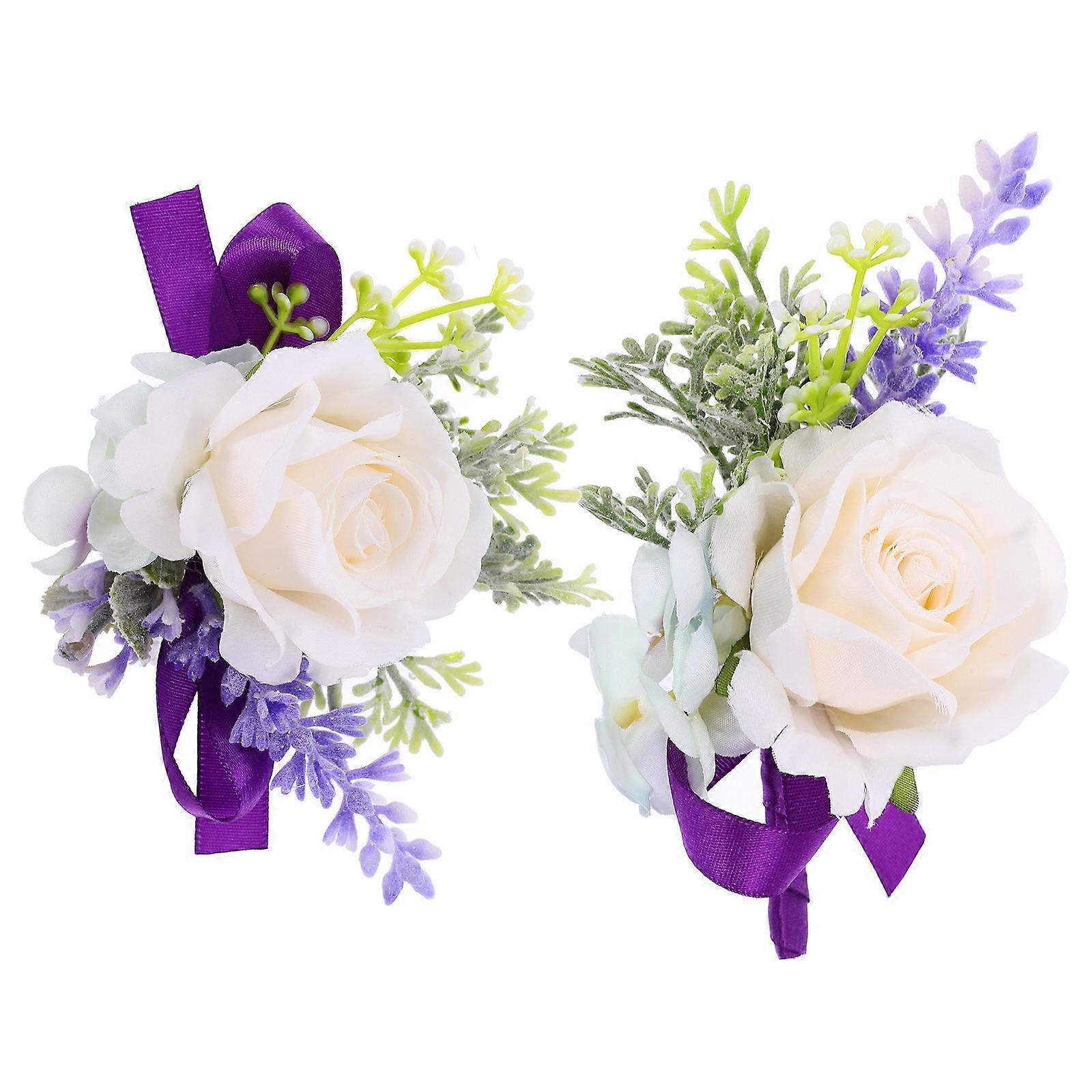 Flower Corsage Wristlet Wedding Wrist Flower Decorative Elegant Bride Groom 1 Set