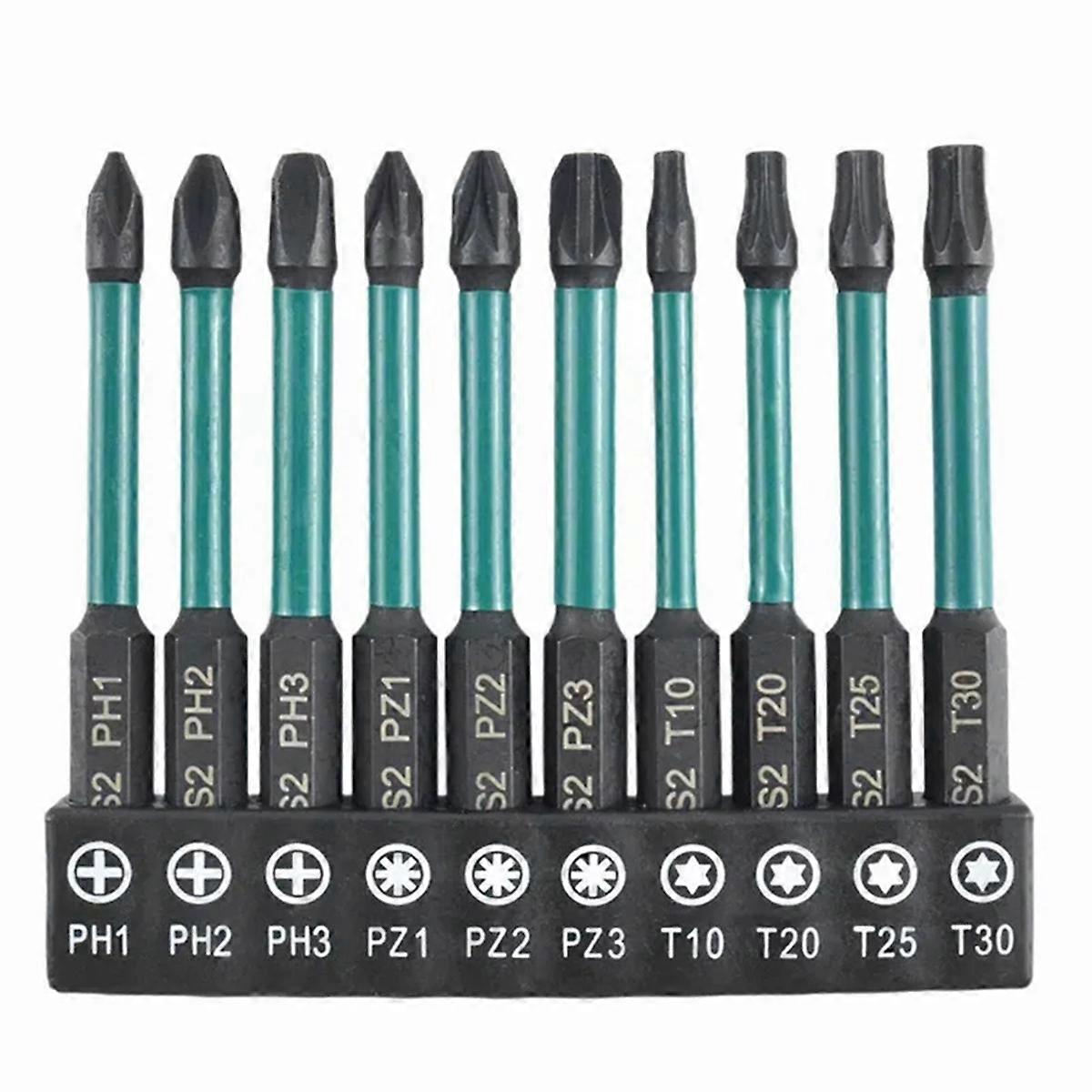 10 Pcs 70mm Non-Slip Screwdriver Set PH PZ Trox