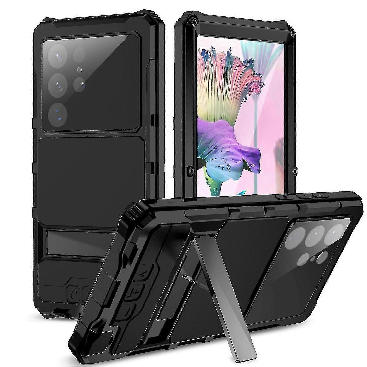 Armor Case For Samsung Galaxy S24 Ultra, Built-in Screen Protector Full Protection Heavy Duty Shockproof Cover with Invisible Kickstand