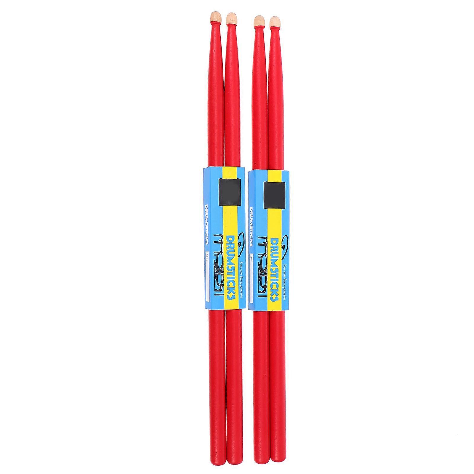 Red Drum Sticks for Musical Instruments Made of Synthetic Material Great for Beginners Lightweight and Durable 2 Pairs