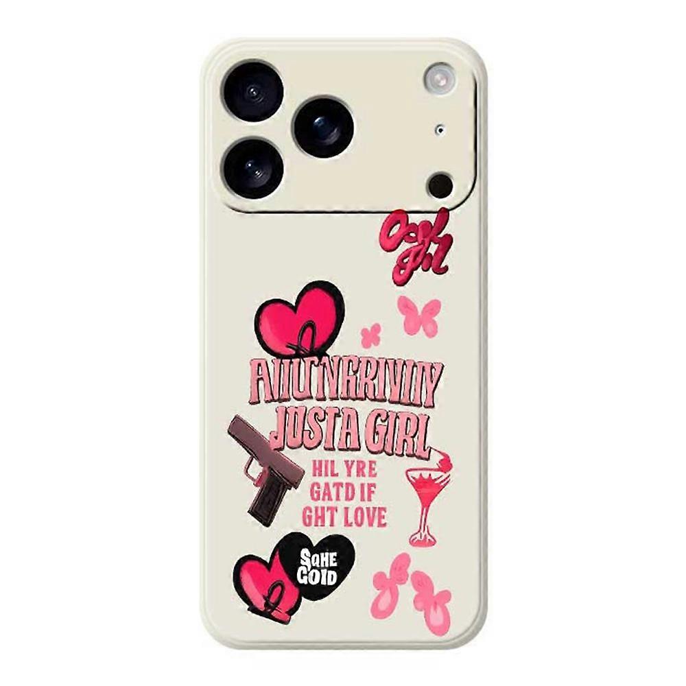 Compatible For iPhone 17 Pro Max Case Pink Elements Pattern Printing Straight Edge TPU Phone Back Cover
