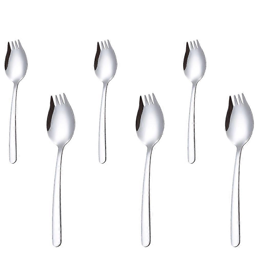Curved Edge Spork Utensil Wedding Silver 6Pcs