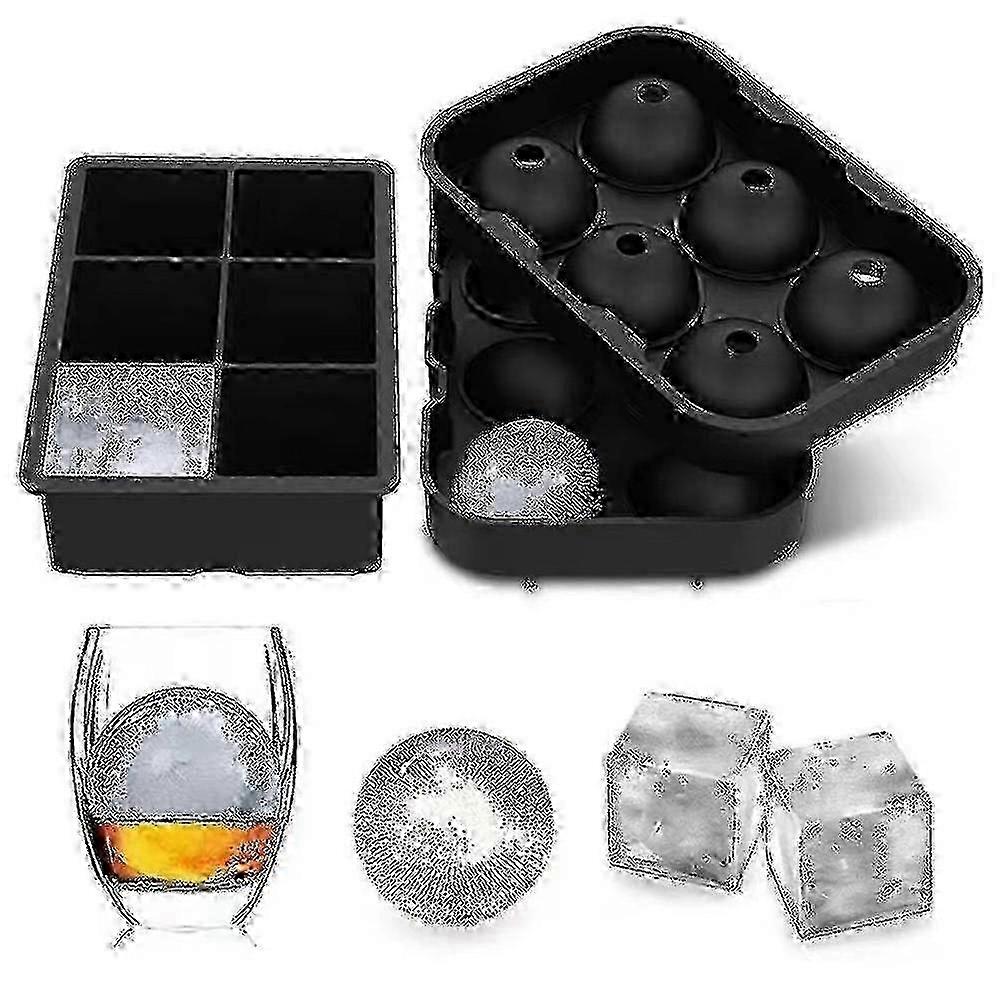 Silicone Ice Cube Trays (Set of 2) for Making Large Square Ice Balls, Perfect for Cocktails and Bour