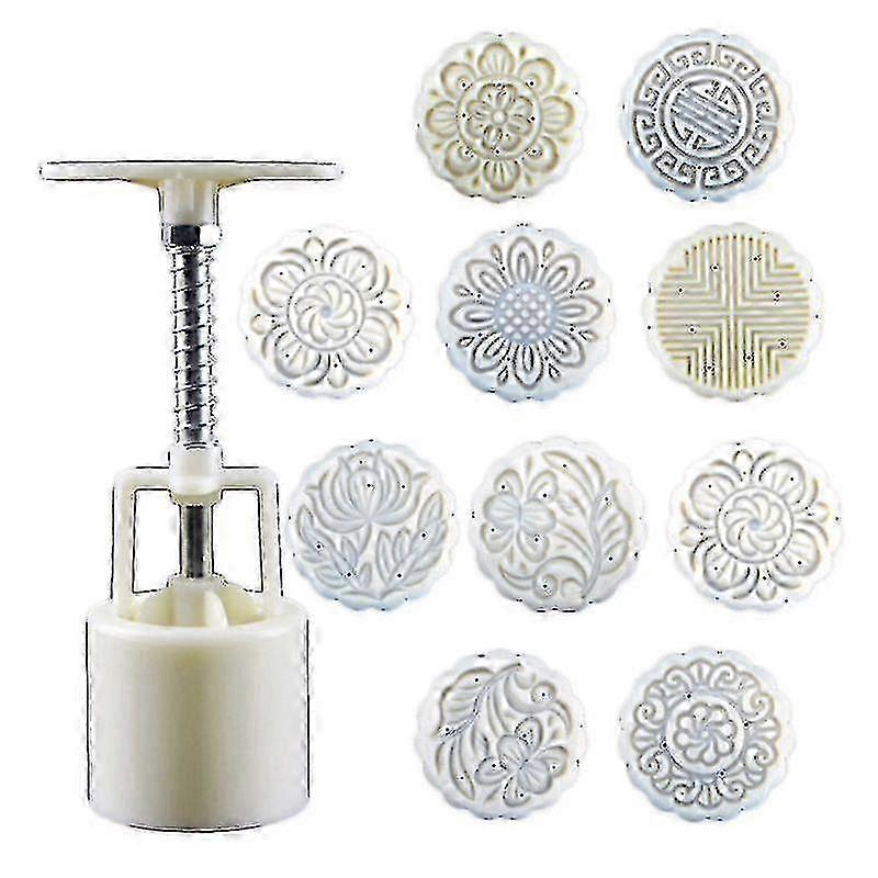 100g Mooncake Mold 10pcs Barrel Hand Press Cake Pastry Mould Bakware 0619