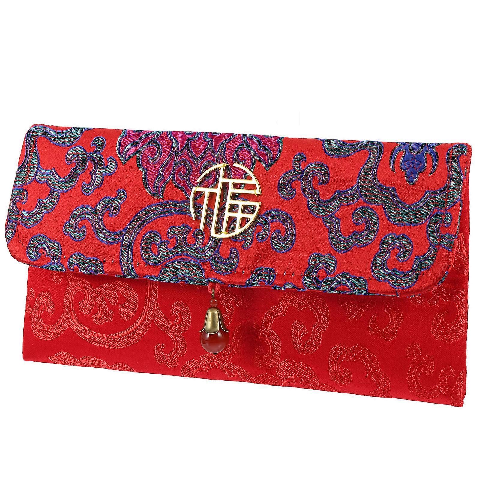 Portable Storage Bag Small Red Envelopes Rectangular Shape Multi Color Fabric Material Festive Storage Pouch 1Pack Blessings Container