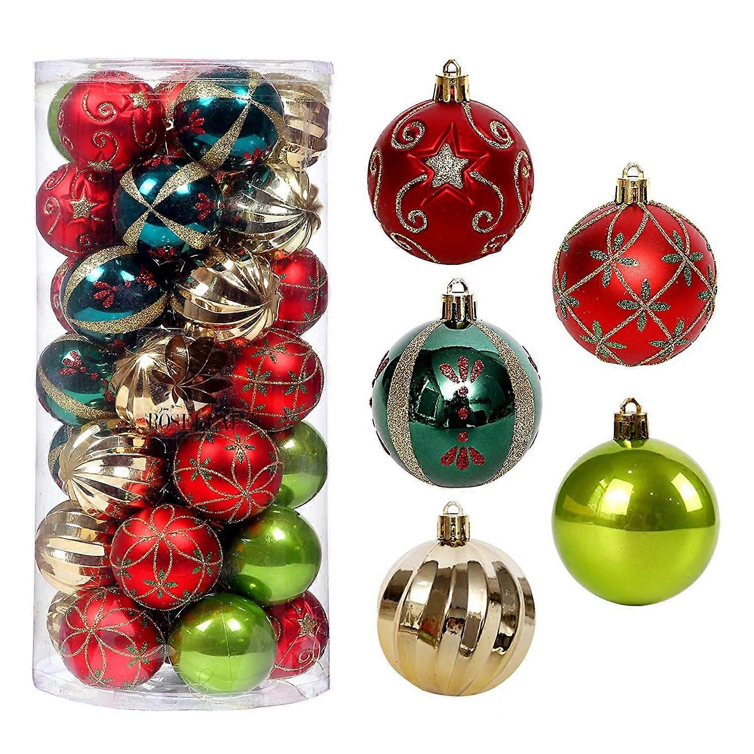 Christmas ball ornaments, 30 pieces, 6 cm, shatterproof, hanging for tree