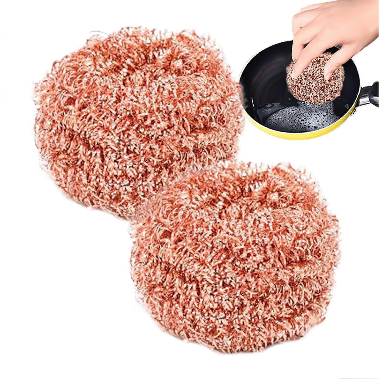 Copper Scrubber for Dishes, Extra Strong Kitchen Cleaner  2pcs