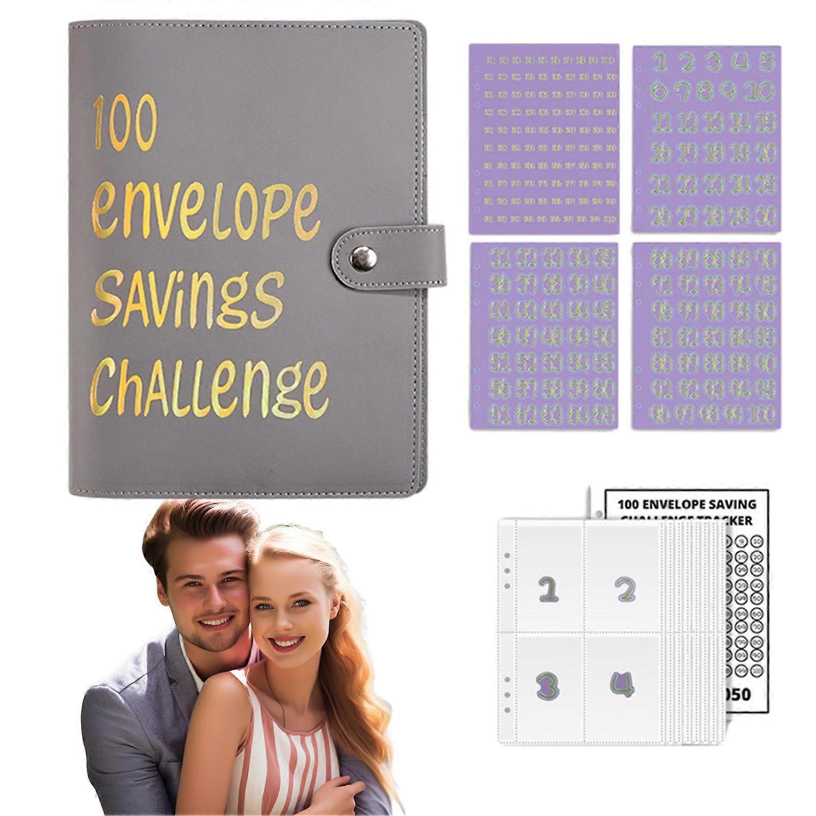 100 Envelopes Money Saving Challenge  Money Saving Binder (Gray) Ref: 6364