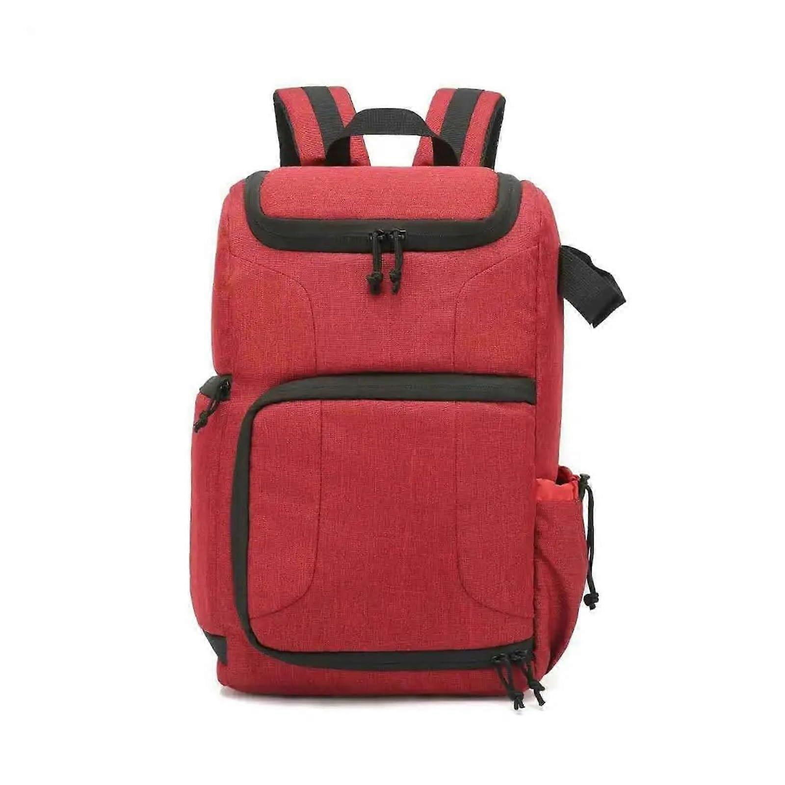 Camera Backpack Waterproof DSLR Bag for Canon Laptops, Portable Travel Tripod Lens Case, Red