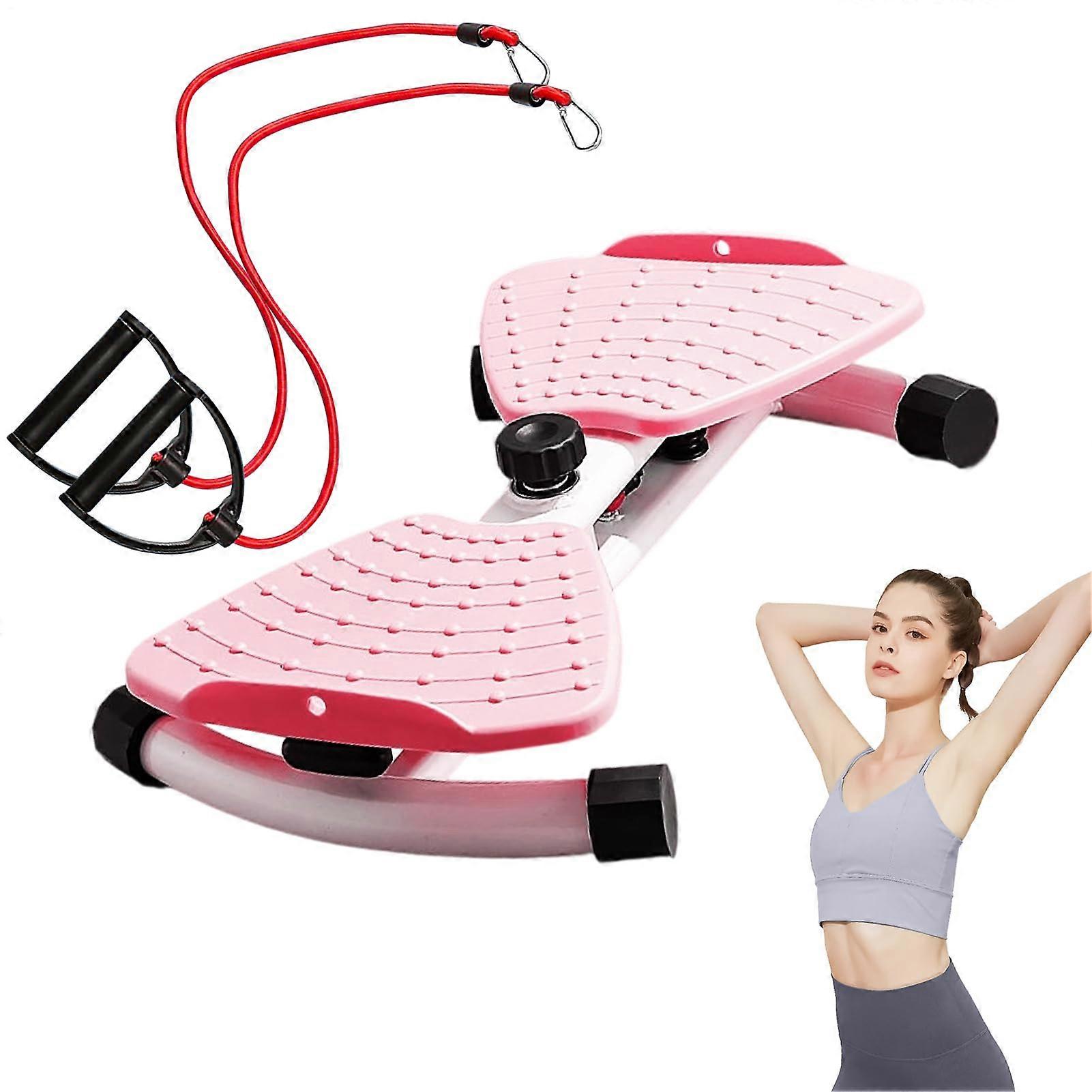 Waist Twist Machine for Core Strength Training - Quiet Twist Trainer With Resistance Bands, Pink, Home Gym