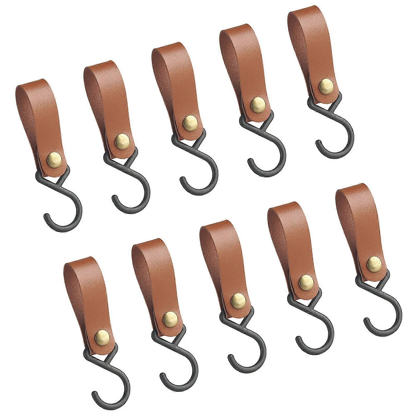 10 Pcs SShaped Hooks Leather 125x33mm Clothesline Hooks Multifunctional Clothes Bag Hanging Hooks 4 Colors Teal Yellow