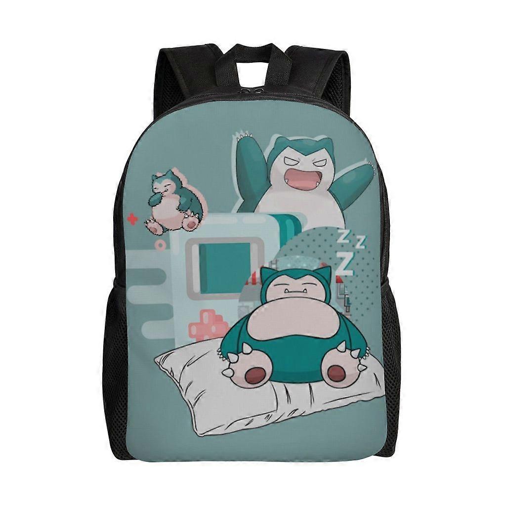 حقيبة ظهر Snorlax حقيبة مدرسية في سن المراهقة حقيبة ظهر من قماش دفتر الملاحظات للجنسين-hjka2051