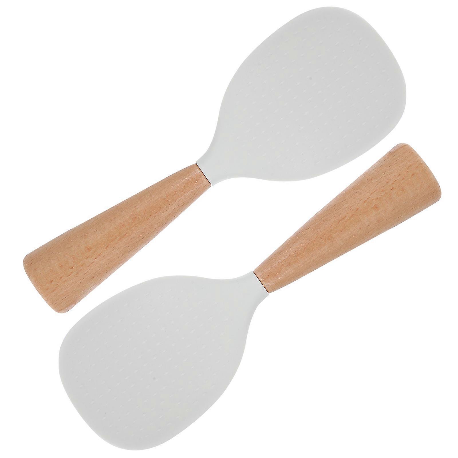 Silicone Rice Spoon Set Heat Resistant, Self Standing Paddle with Ergonomic Handle for Cooking, Serving Sushi, Salads