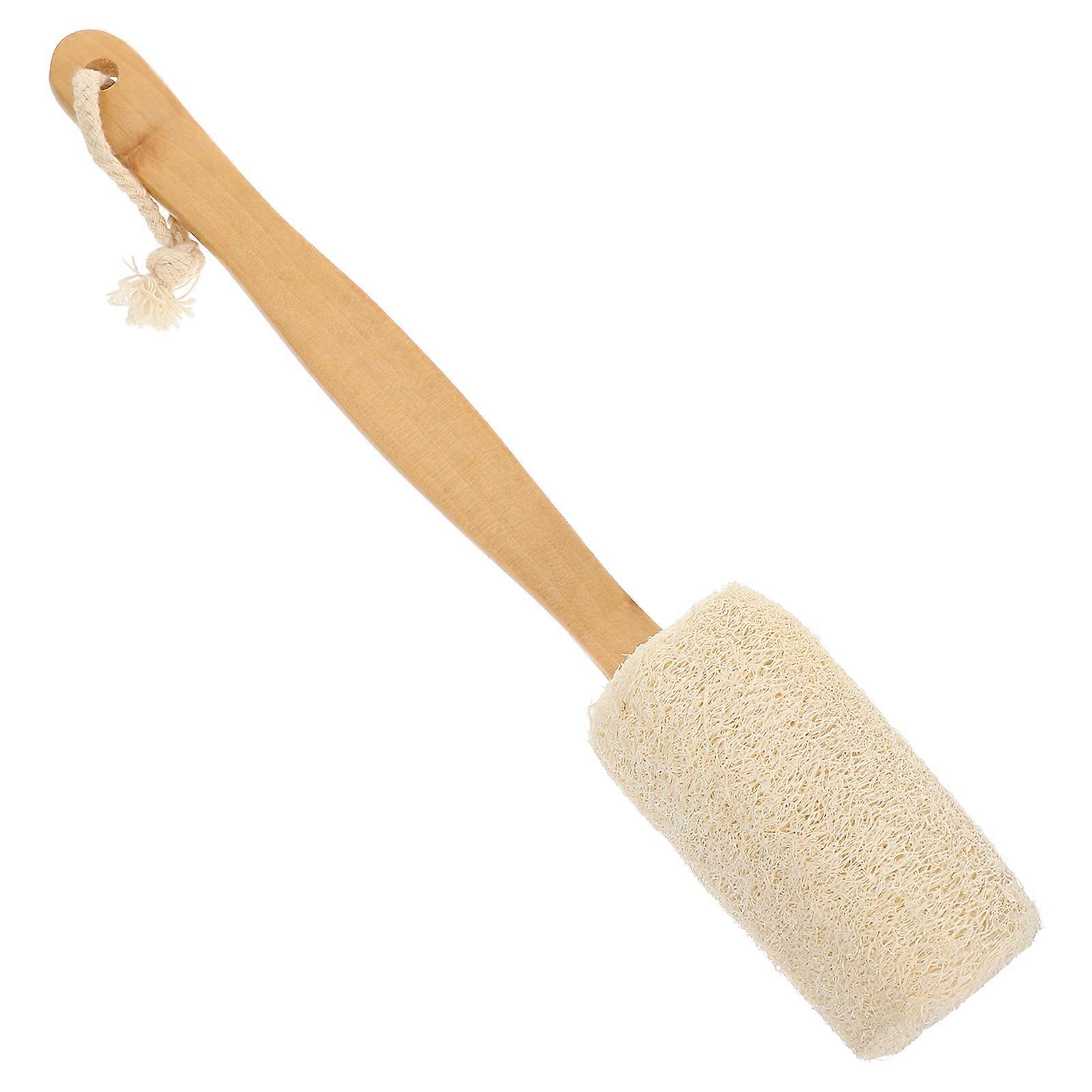 Natural Loofah Back Scrubber with Long Handle   Ergonomic Bath Brush for Exfoliating, Cleansing and Improved Circulation   Comfortable Texture for