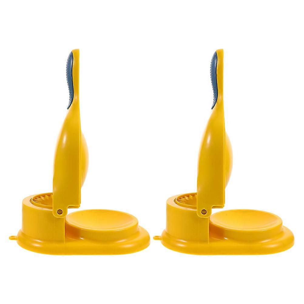 Dumpling Presser Handheld Kitchen Gadget with Smooth PP Surface Yellow Color for Making Wraps Double End Design