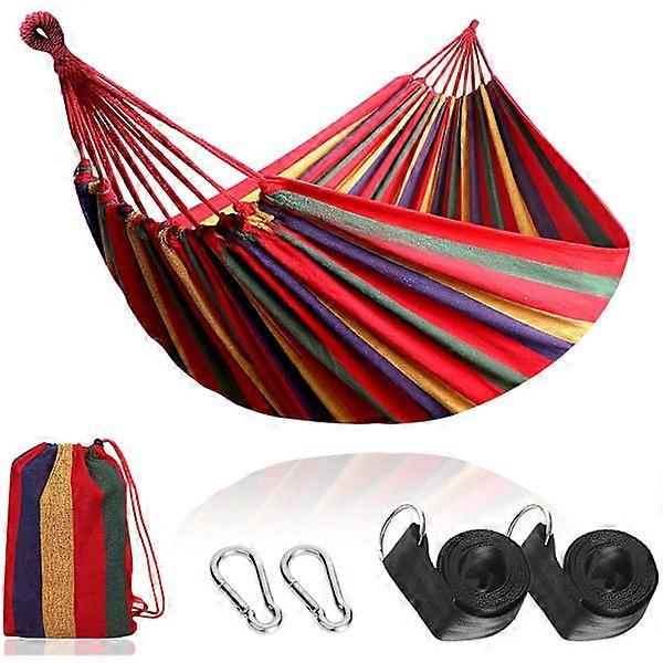 Garden hammock 280x 150 cm cotton, load 200 kg, rainbow band wi