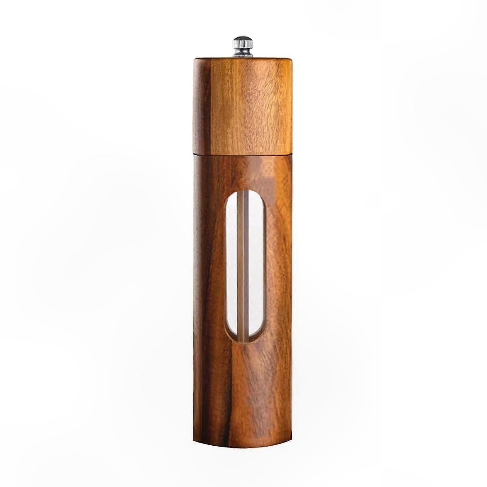 Adjustable Wooden Spice Grinder for Salt and Pepper with Refillable Design for Kitchen Use
