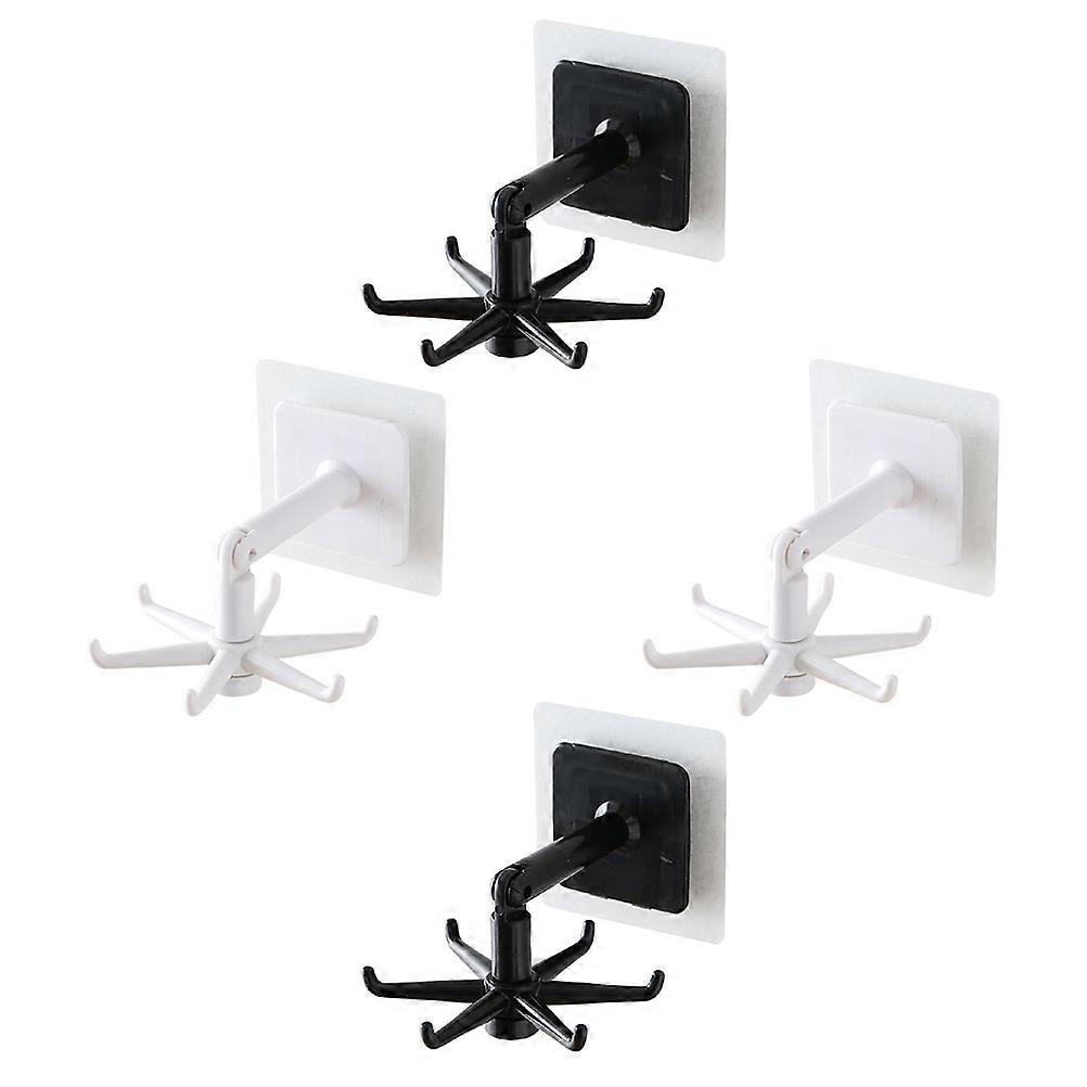 Rotatable Kitchen Utensil Hooks Wall Mounted Multi Functional Hangers Strong Bearing Capacity Convenient Storage Easy Installation Black White