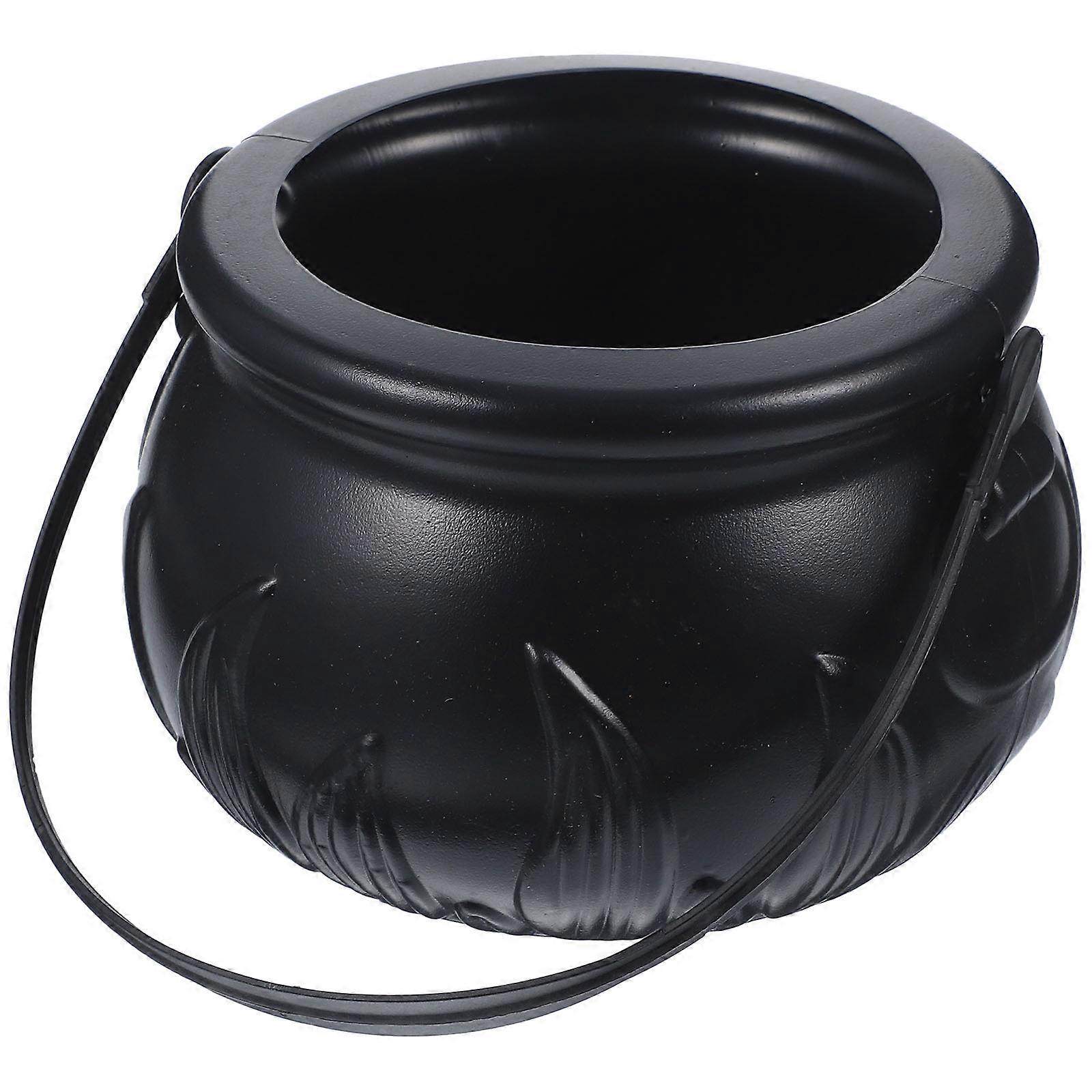 Halloween Candy Kettle-Halloween Cauldron With Handle Black Cauldron Candy Bucket Candy Kettle For Halloween St Patrick Day Party Decoration