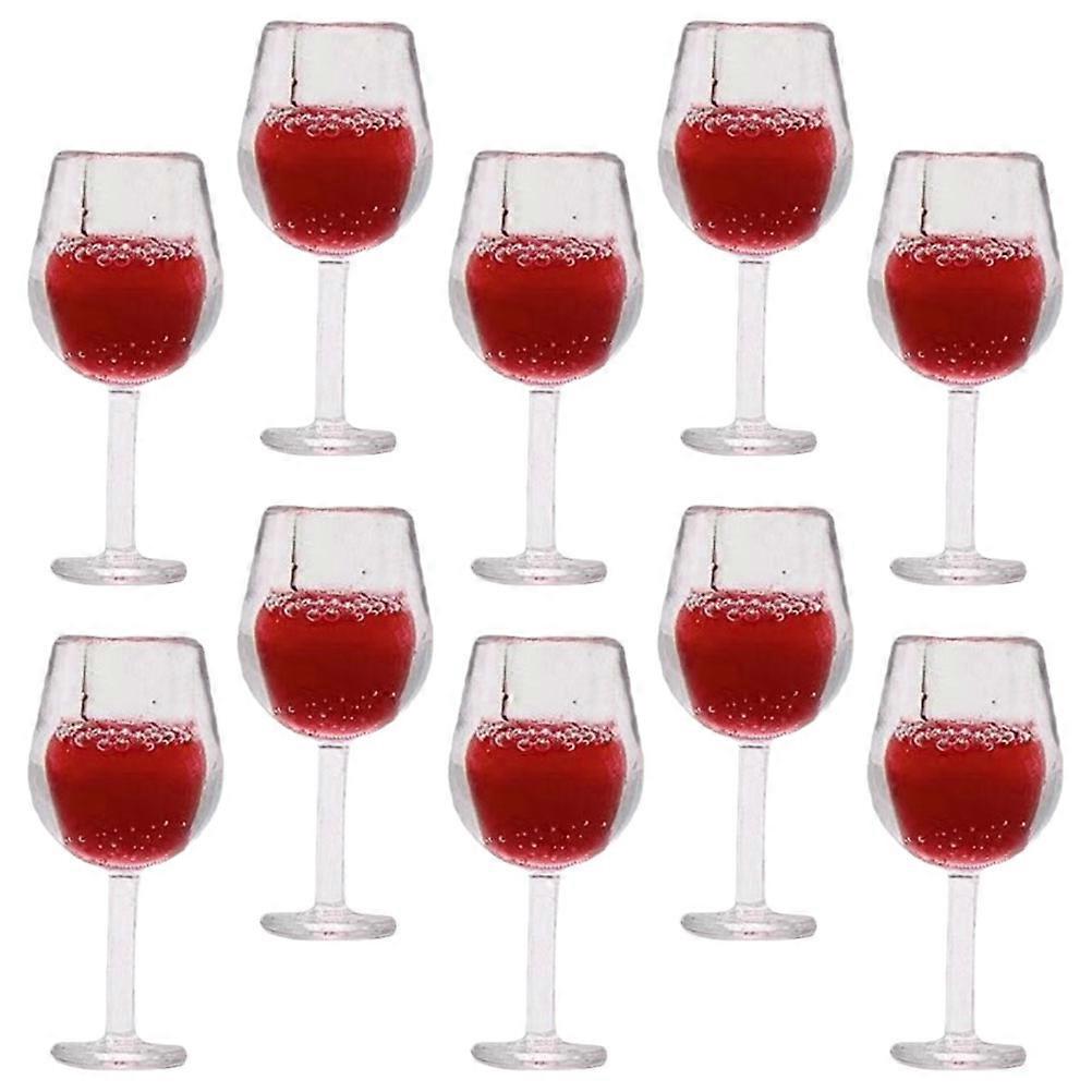 10Pcs Red Miniature Goblet Resin Glasses for Doll House Accessories and Micro Landscape