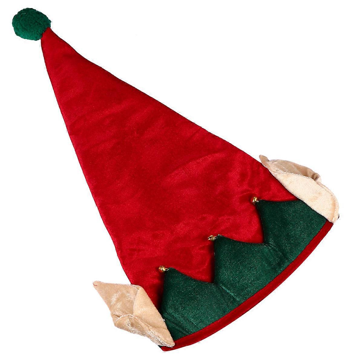 Chapeau d'elfe avec clochette, 1 pièce, rouge, en velours, confortable, accessoire de déguisement pour les fêtes de Noël