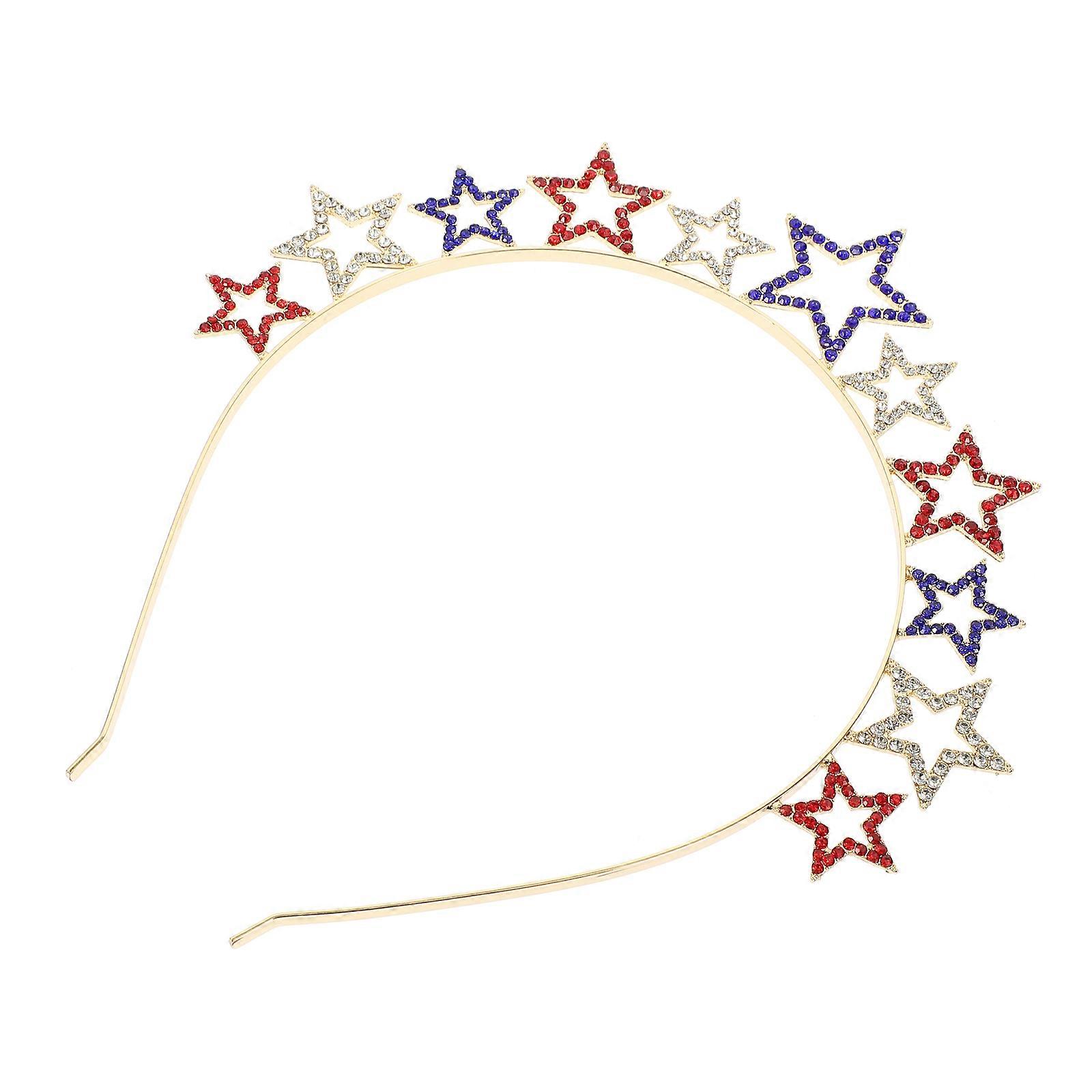 4th Of July Headband Rhinestone Star Headband Independence Day Headband Pentagram Hairband Independence Day Hair Accessories