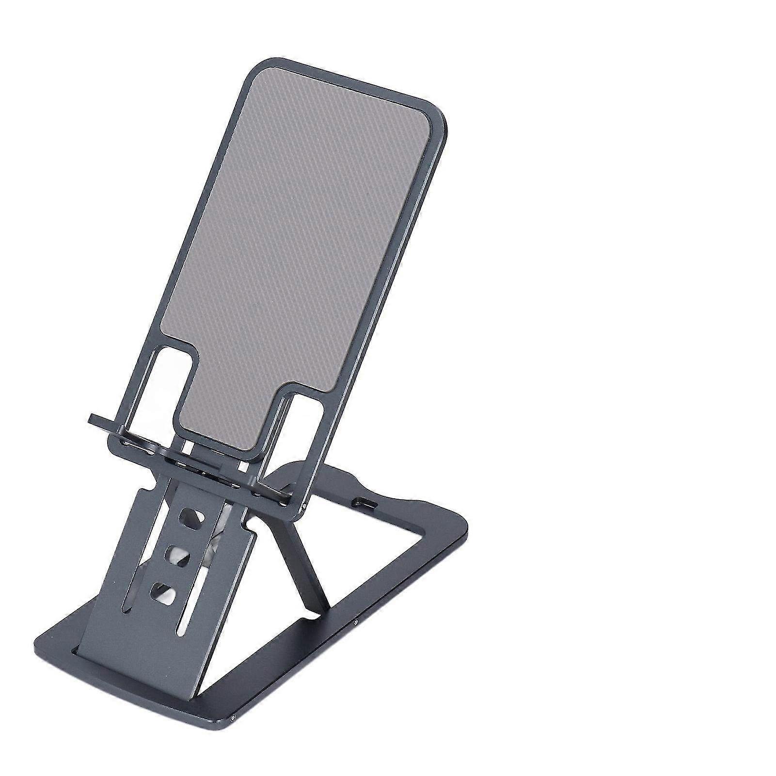 Ergonomic Portable Foldable Phone Stand with 7 Angle Adjustments - Silicone & Aluminum Alloy Tablet Holder in Grey for Desk & Travel