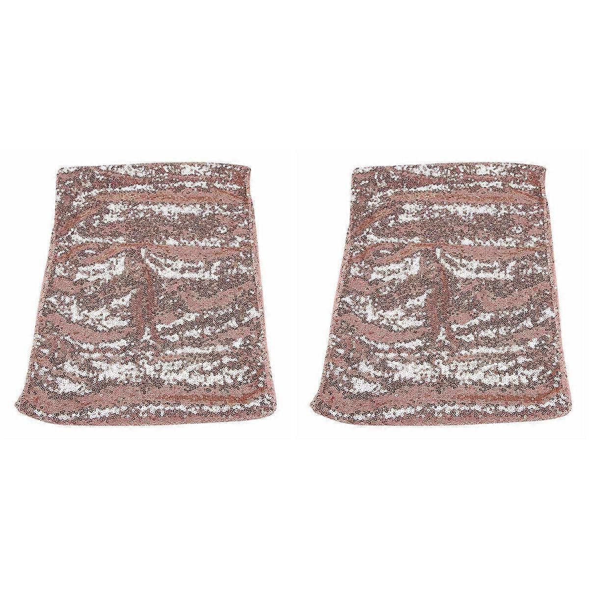 2X Rectangle Sequin Tablecloth Banquet Table Runner Wedding Reception Party Decor, 1 Rose Gold