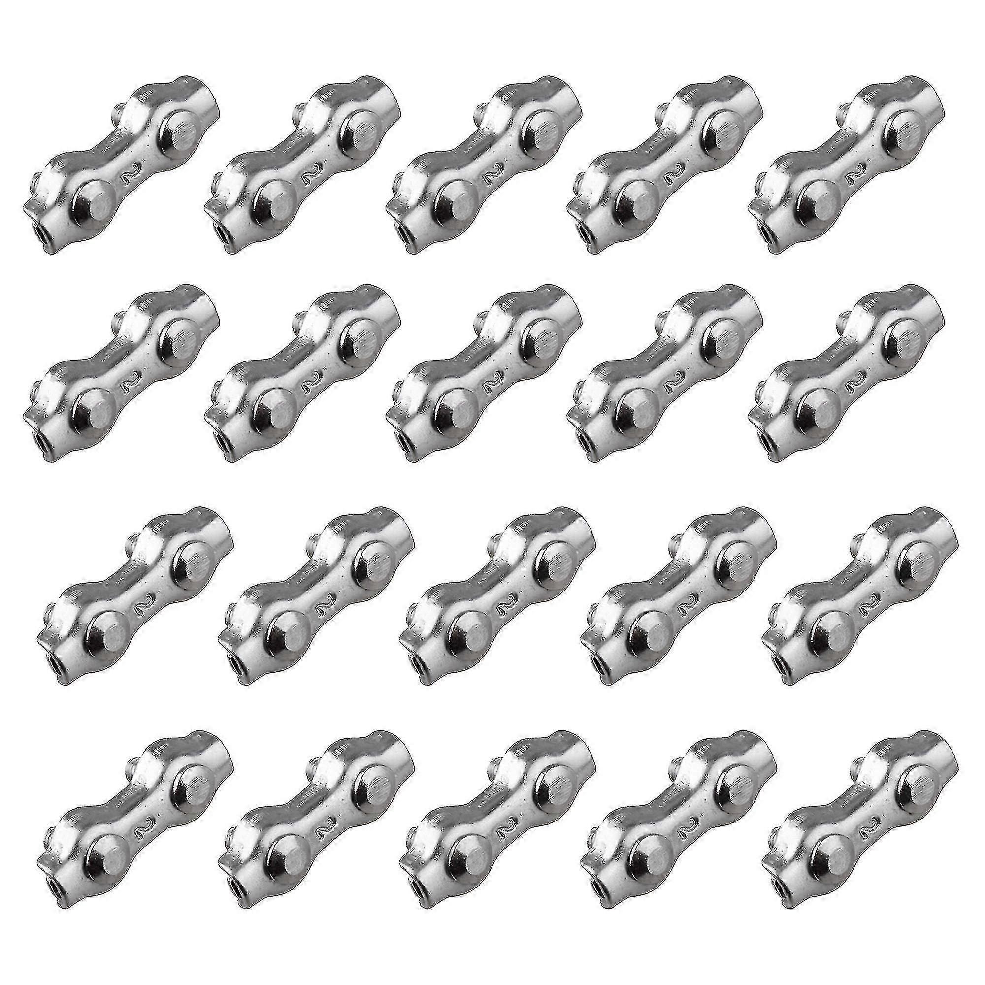 20pcs M2 Double Post Bolt Wire Rope Clips 304 Clip de cable de acero inoxidable