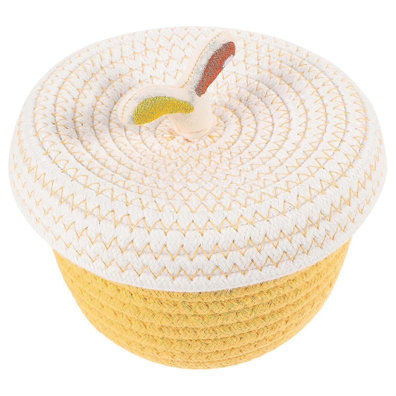 Basket Container Cute Lidded Storage Bins Multi-functional Storage Yellow 1Pcs