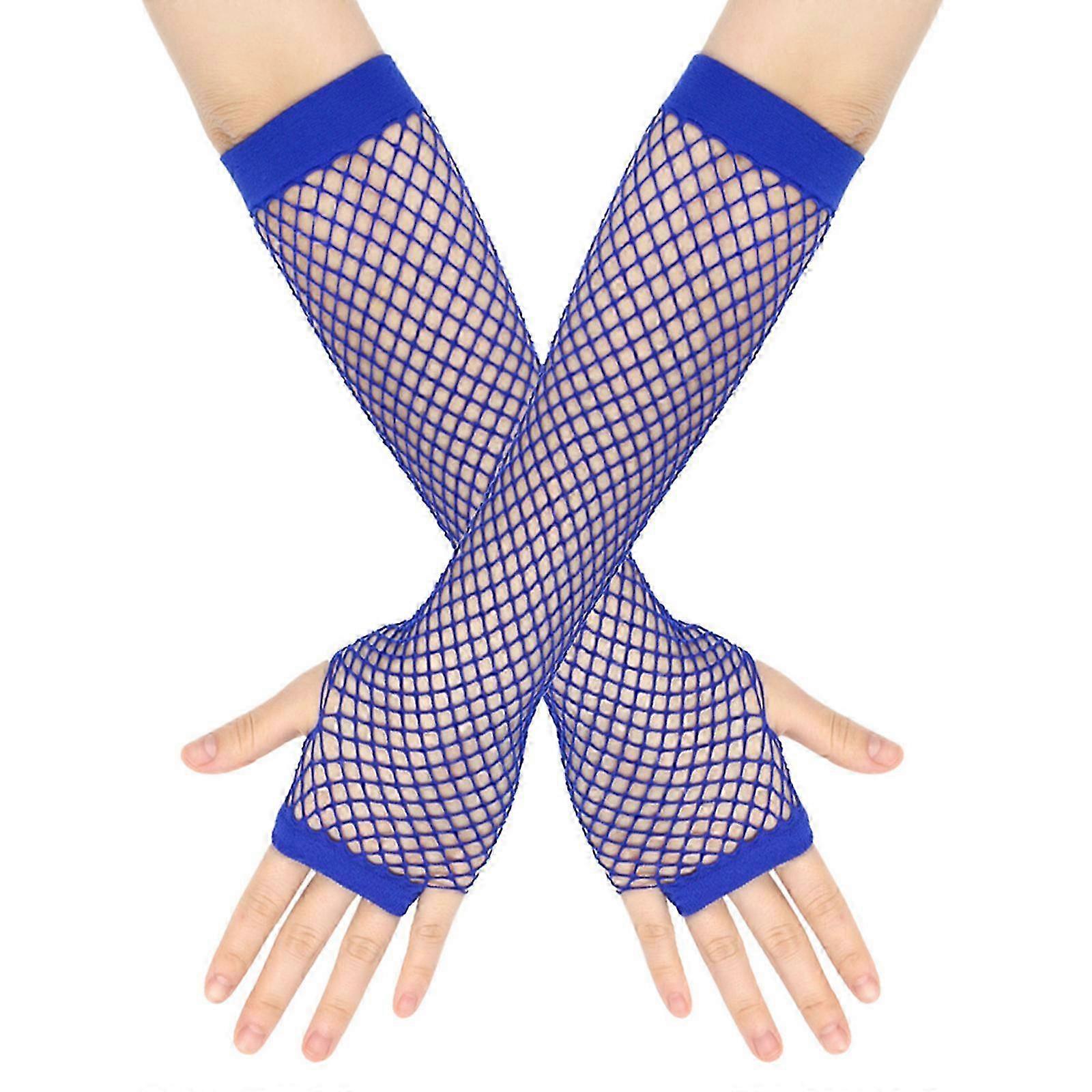 Guanto a rete senza dita per le donne partito maniche del braccio decorativo scavato Festival carnevali handwear bianco