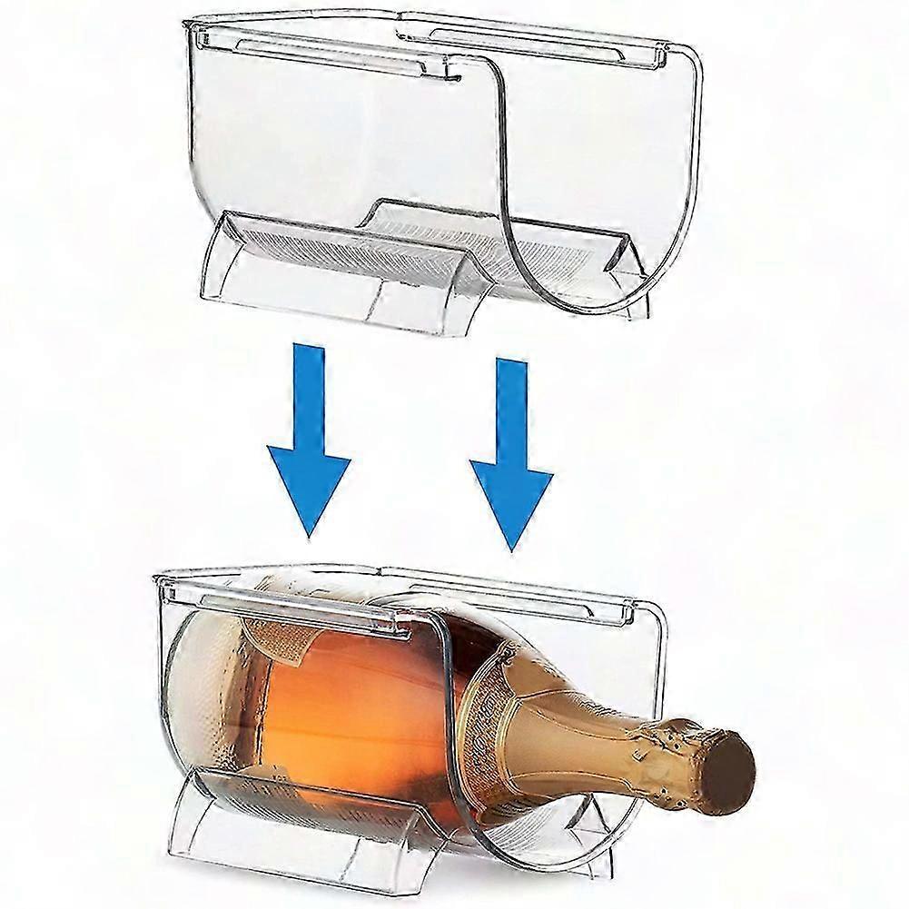 Stackable Clear Plastic Wine Bottle Organizer for Kitchen Counter Pantry Fridge Storage