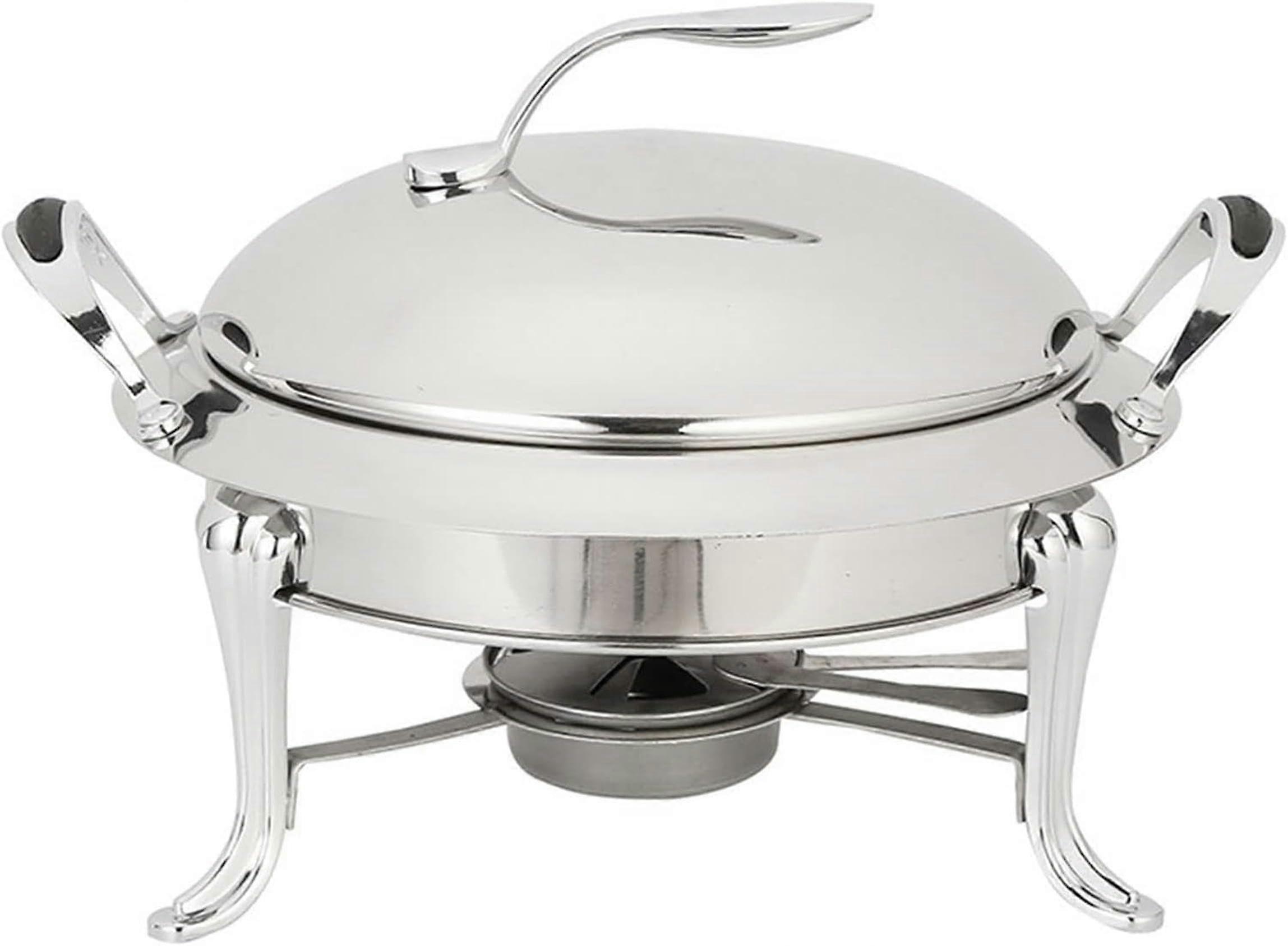 Chafing Dish Food Warmer, Stainless Steel Buffet Serving Trays with Food Pans, Silver 18cm