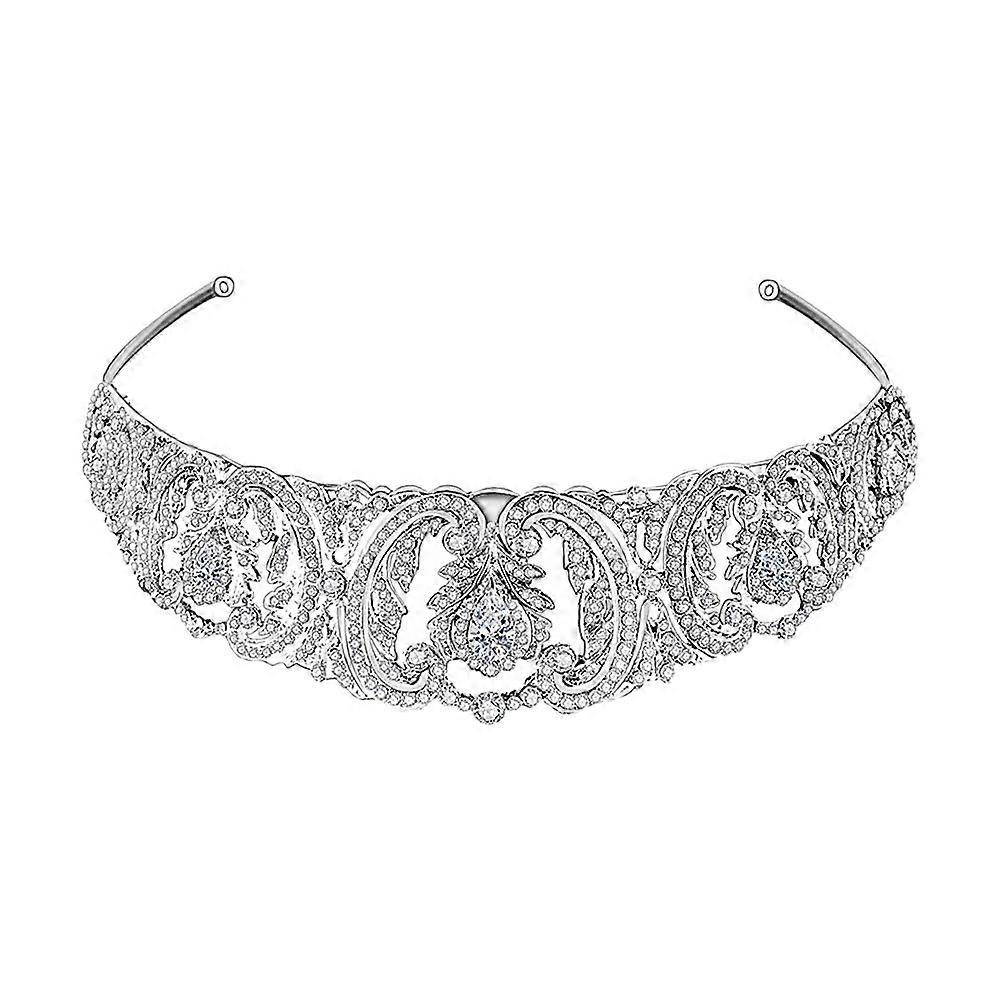 Luxurious White Alloy Bridal Crown for Decoration with Durable and Fading Resistant Design