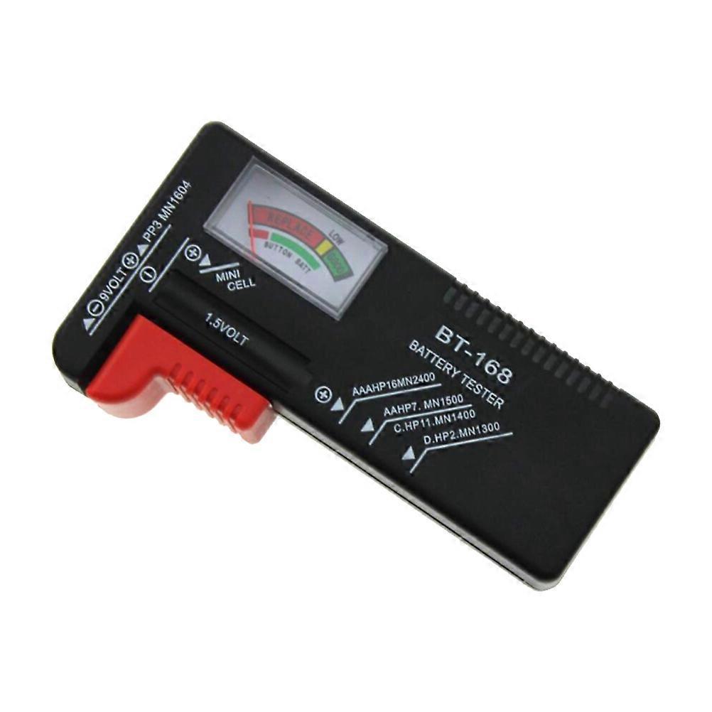 Battery Tester with Easy to Read Colour Coded Meter for AA AAA 9V Batteries Portable and Simple to Use Black ABS