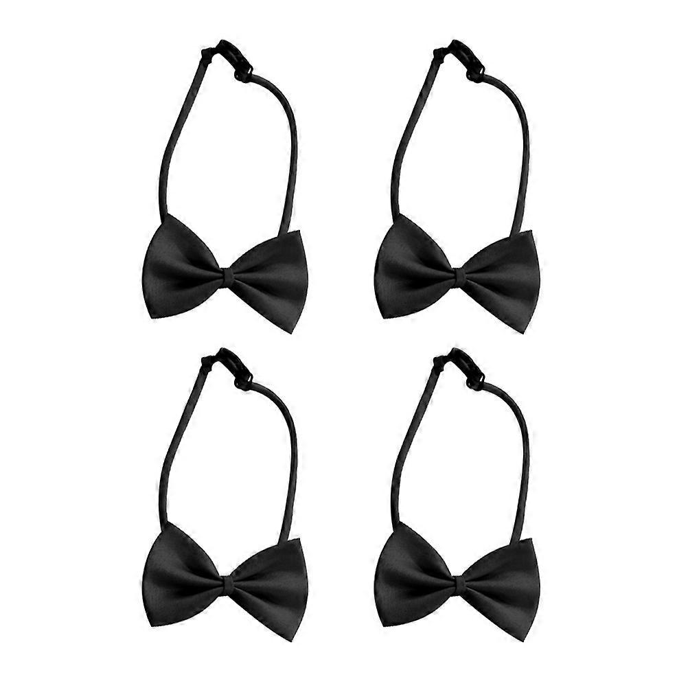 Black Polyester Bow Tie for Graduation Adjustable Buckle Unisex Senior Year Accessory 4 Pieces