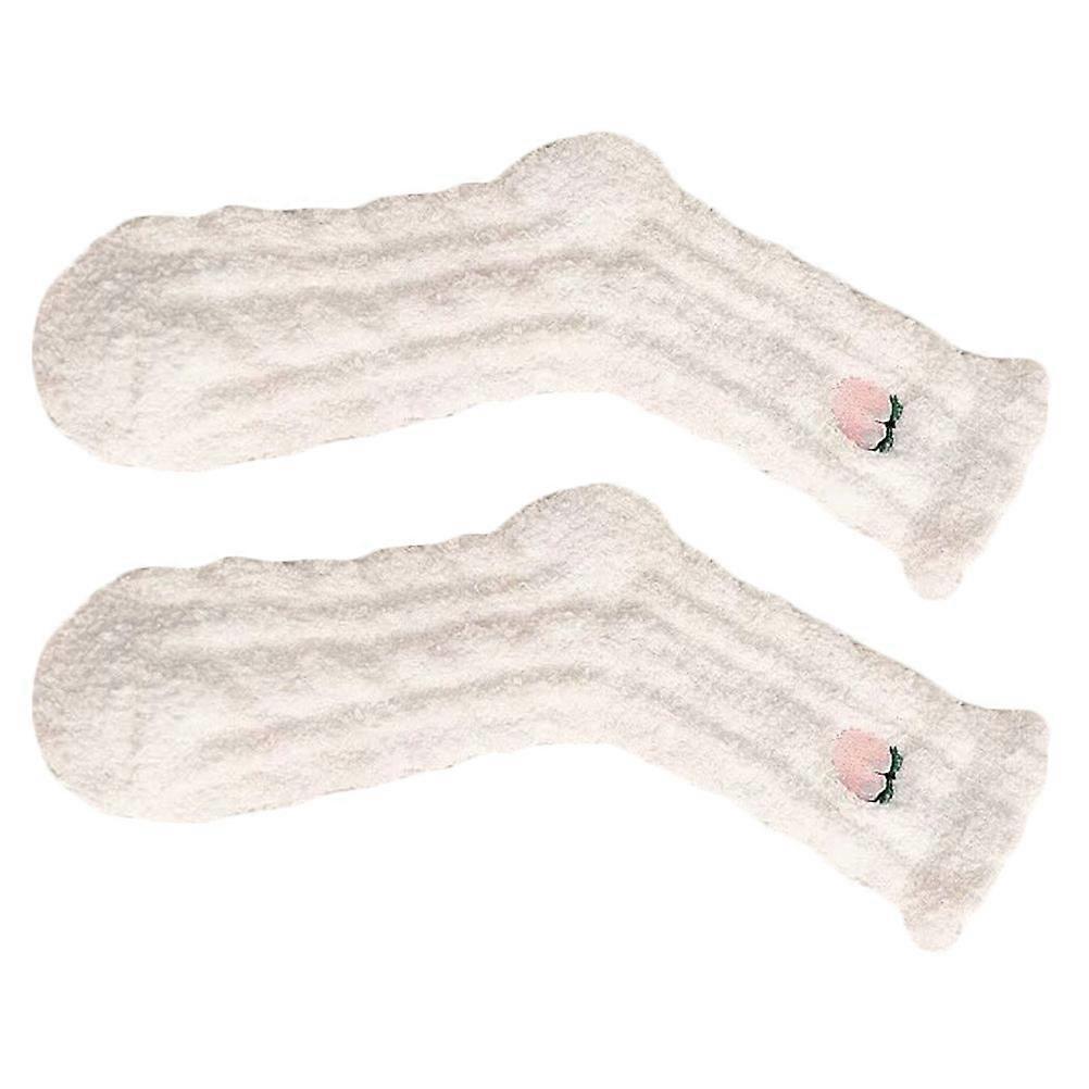 Masteelf 1 Pair Fluffy Fruit Pattern Warm Room Floor Socks