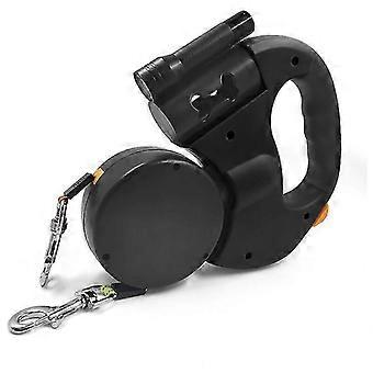 Double Retractable Dog Leash with Two 3m Ropes, 360 Tangle-Free Double Leash for Walking Two Dogs up to 50 lbs (Black)