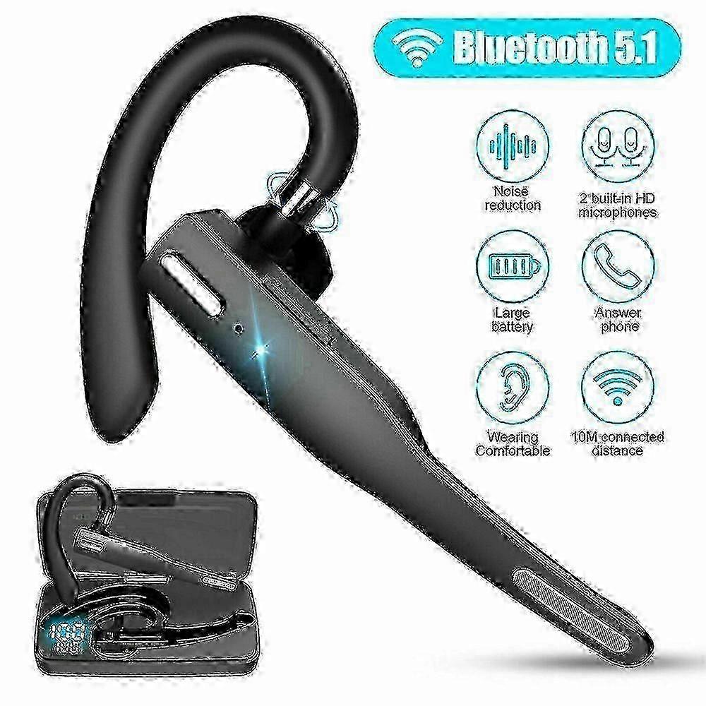 Trucker Wireless Bluetooth 5.1 Dual-Mic Earbud Noise Cancelling Headset with Enhanced Sound Quality