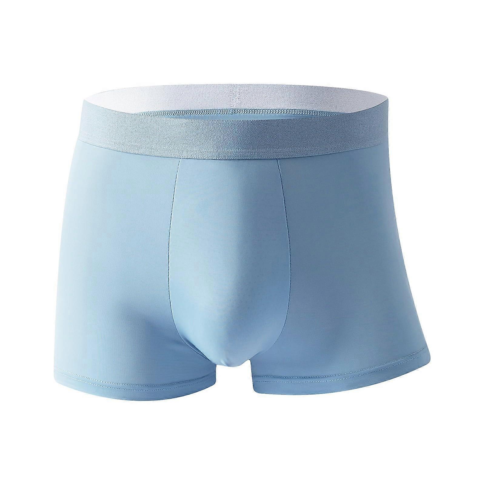 Herren Unterhosen Men's Underwear Boxershorts Ice Silk Soft Boxer Briefs Summer Slim-Fit Trunks 4XL Light Blue