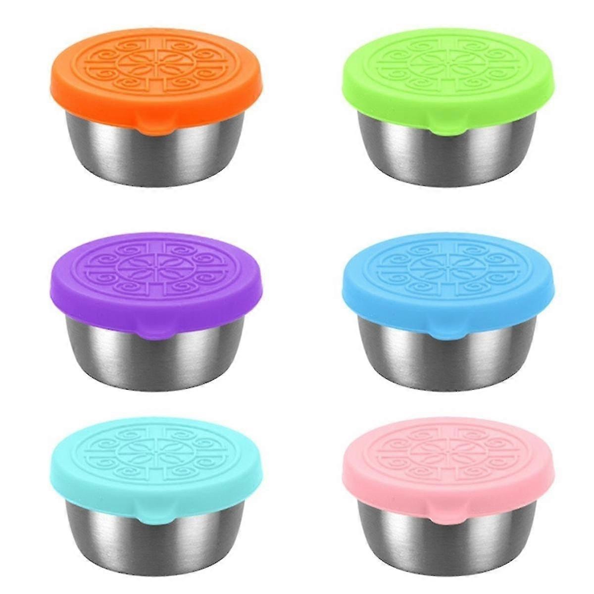 6 Pack Salad Dressing Container To Go, 40ml Reusable Small Condiment Containers With Lids, Leakproof Silicone HG