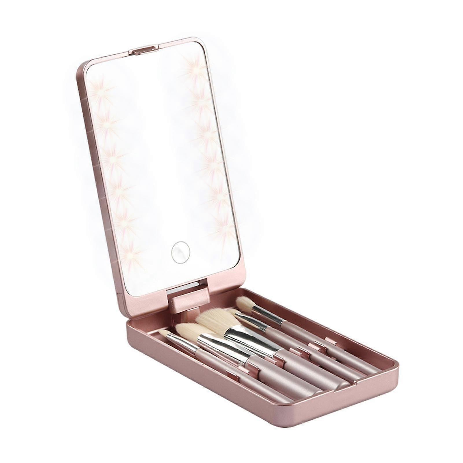 LED Lighted Travel Mirror For Touch-Ups On The Go, Compact Makeup Mirror With Lights, Vanity Selfie Mirror