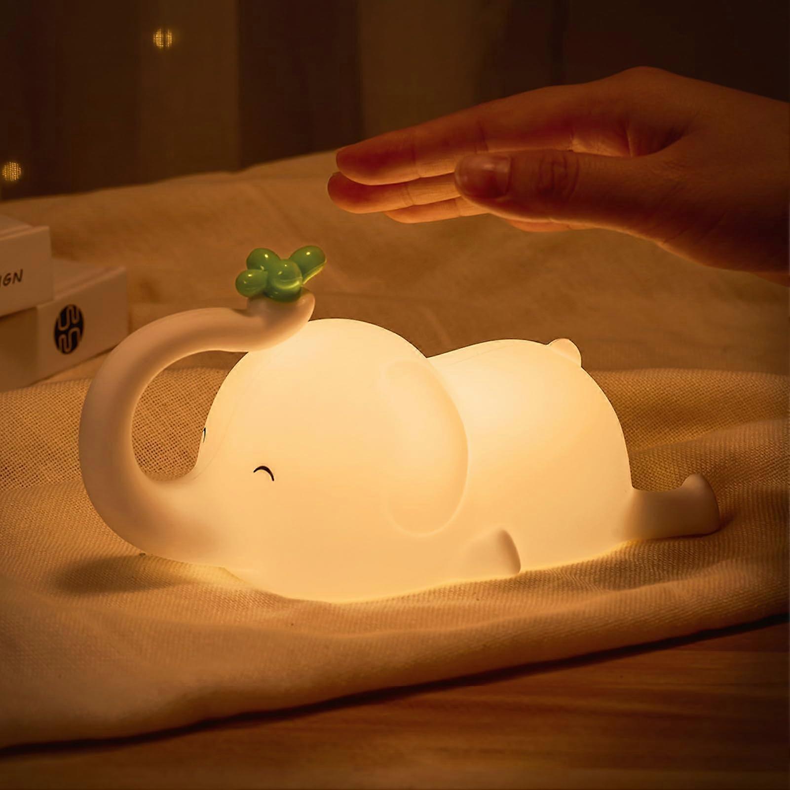 Baby Elephant Night Light with Touch Control, 3 Modes, Sync Function