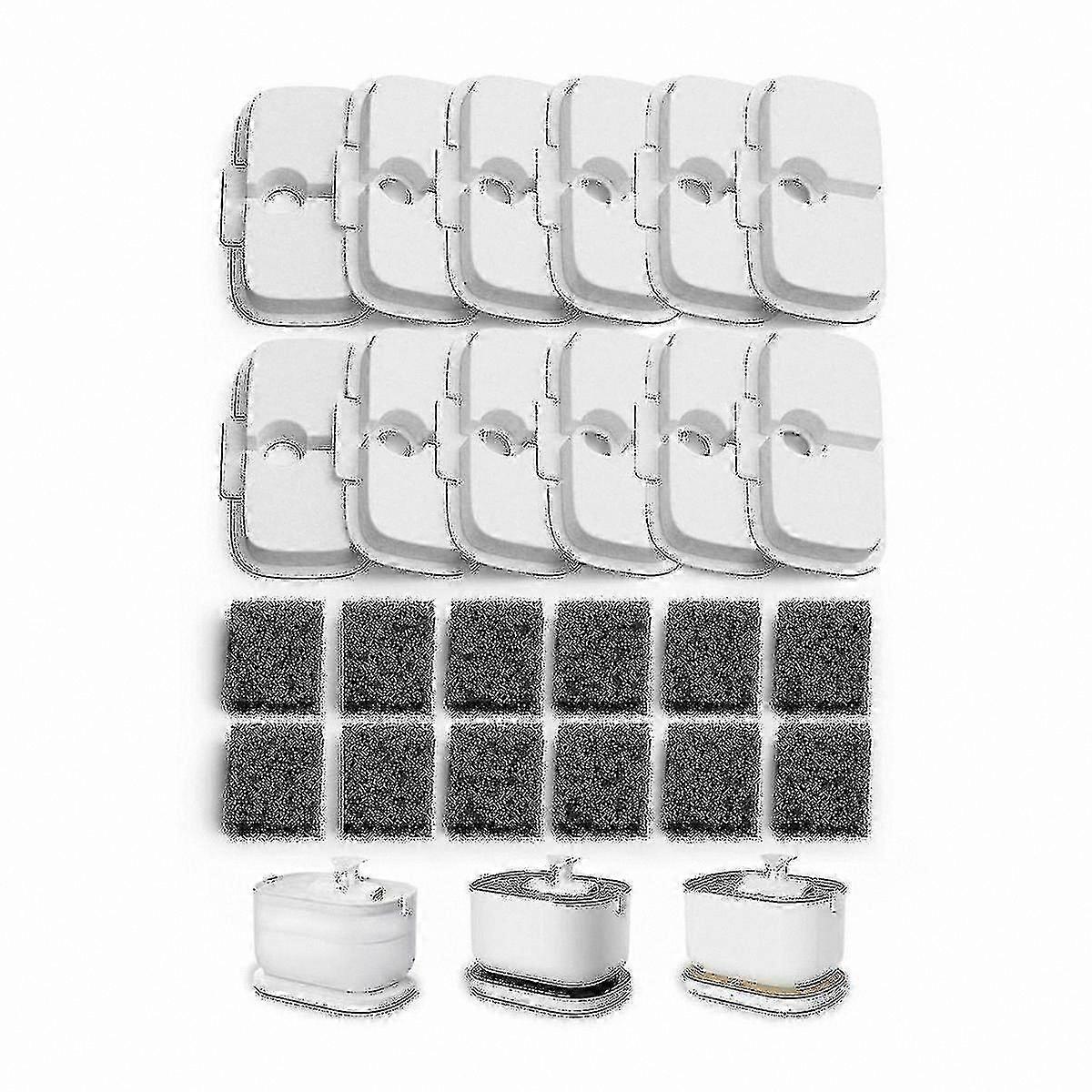 12-Pack Replacement Filters for Wireless Pet Water Fountains, Compatible with Multiple Models