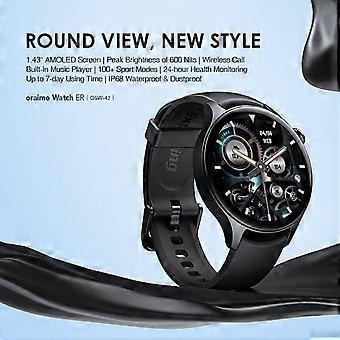 Oraimo 1.43 '' Schermo AMOLED BT Call Lettore musicale integrato 100+ modalità sportive IP68 Orologio intelligente rotondo impermeabile