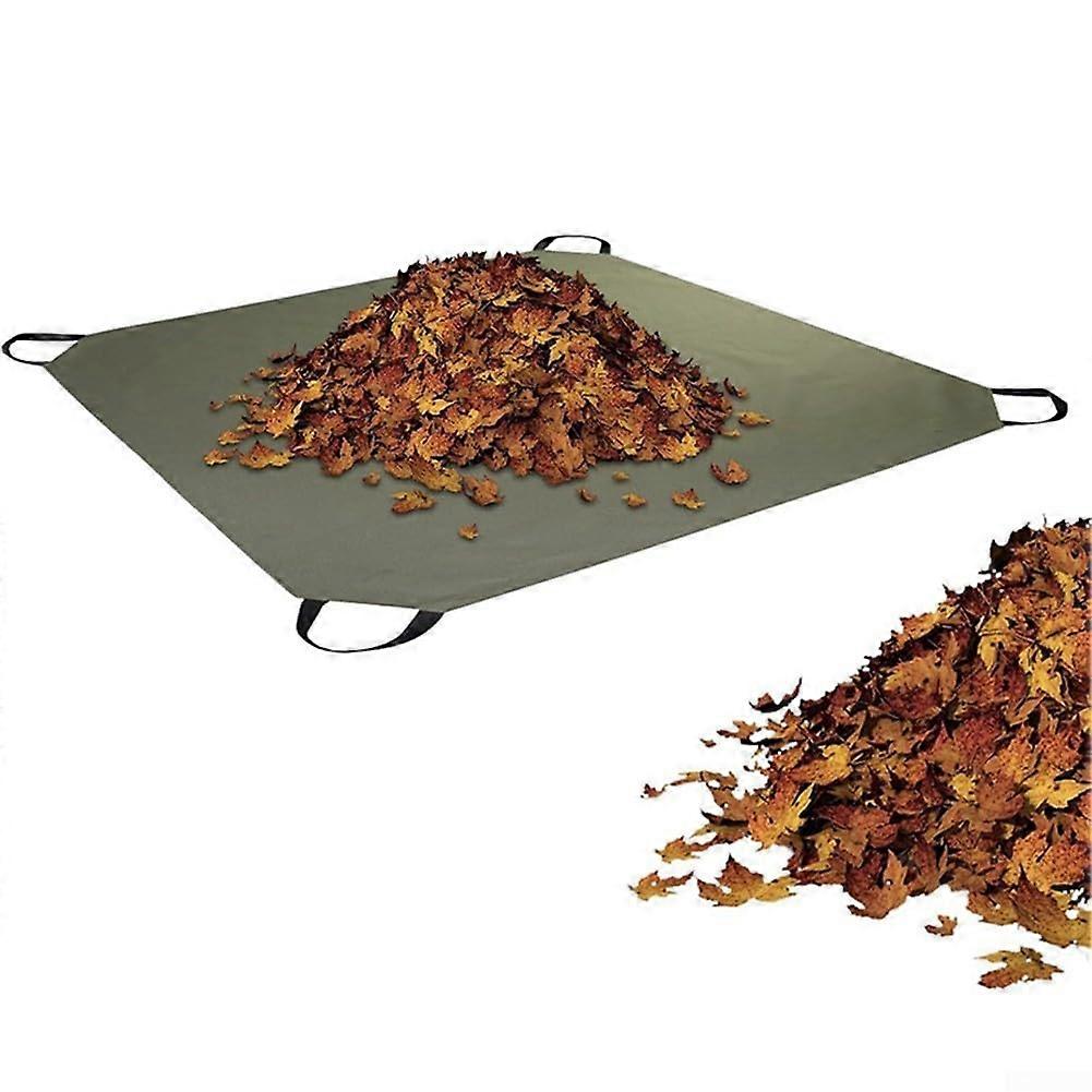 Garden Leaf Collection Mat, Foldable Waterproof Cloth Lawn Debris Gathering Sheet With Handle Easy Storage Green Outdoor Yard Waste Clean Up Tool