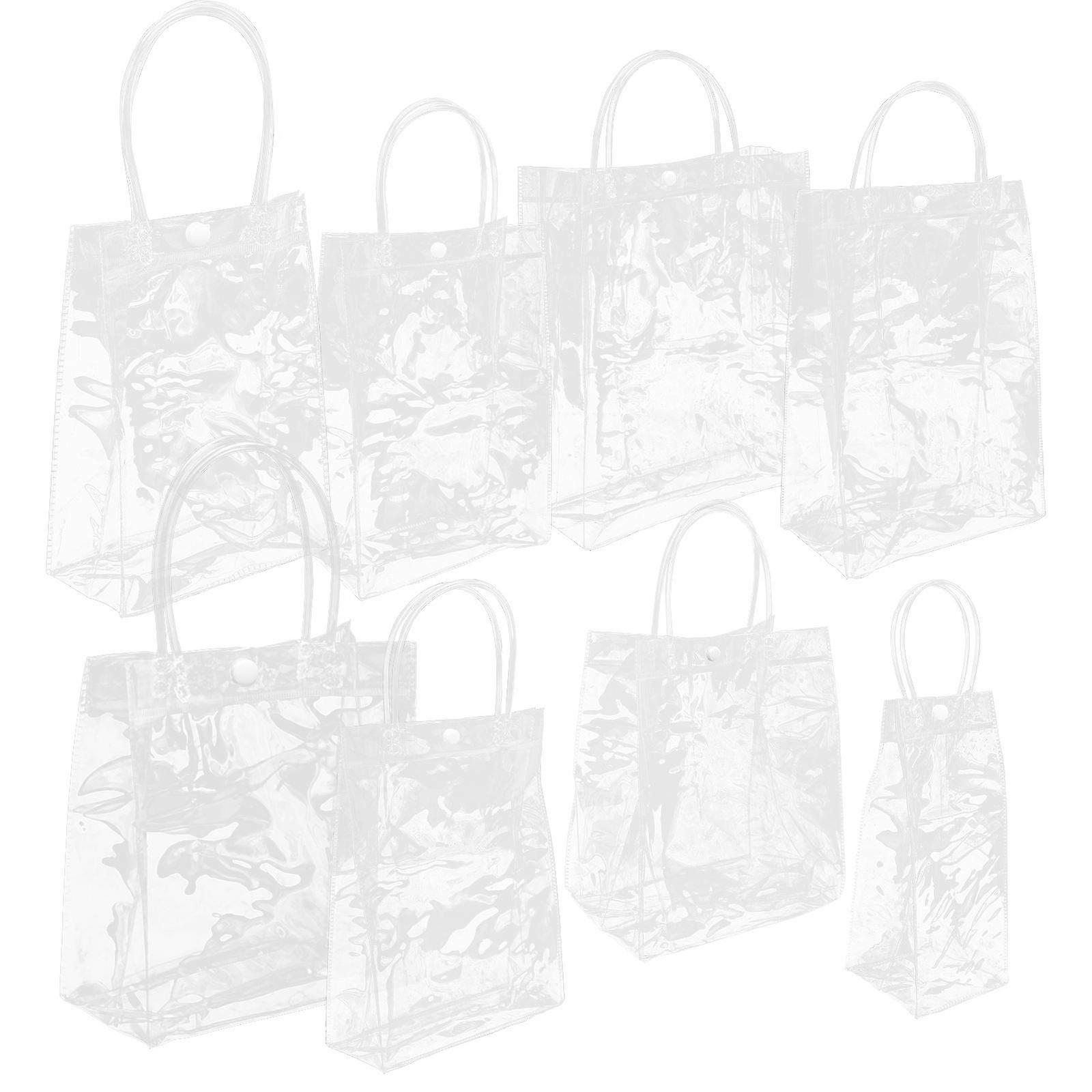 8Pcs Transparent PVC Gift Bags for Storage Lightweight with Handle Portable and Durable 8 pcs