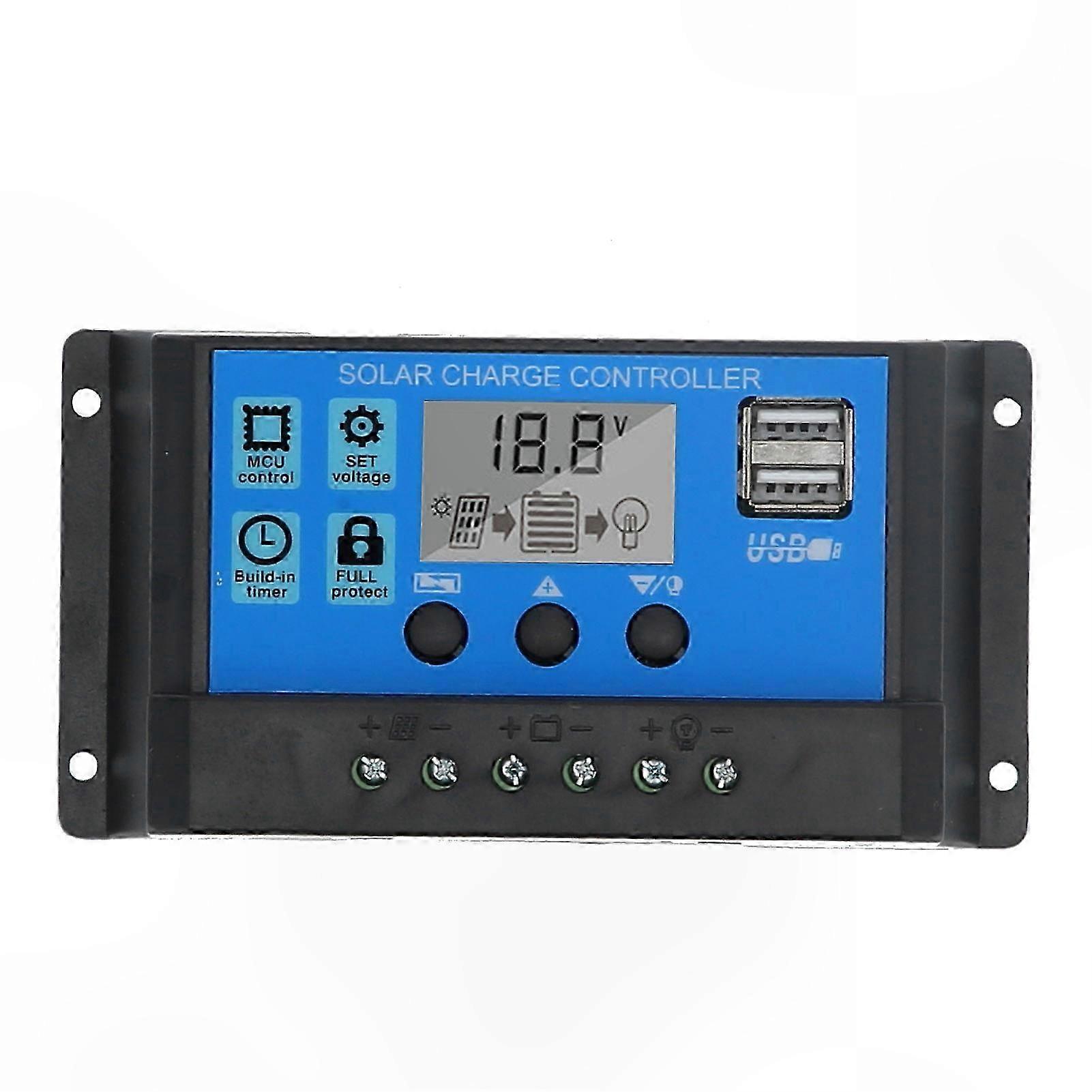 PWM 3-Stage Solar Charge Controller 30A 12V/24V Battery Regulator for Solar Panels