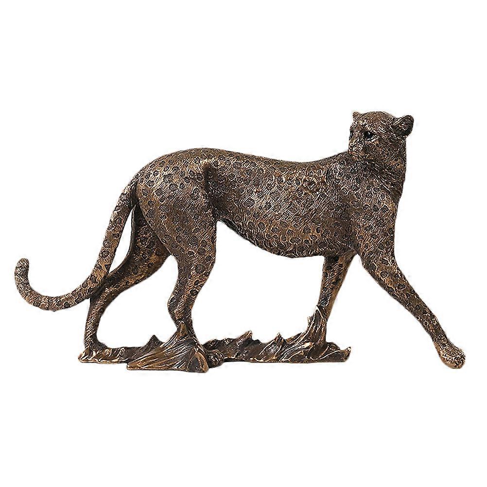 Animal Ornaments Leopard Model Ornament Creative Leopard Figurine Home Store Golden Artistic Atmosphere 1Set